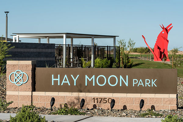 Haymoon Park signage within the Alamar community in Avondale, AZ