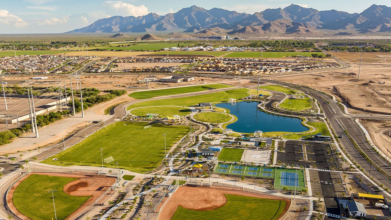 Aerial overlooking the Alamar community in Avondale, AZ
