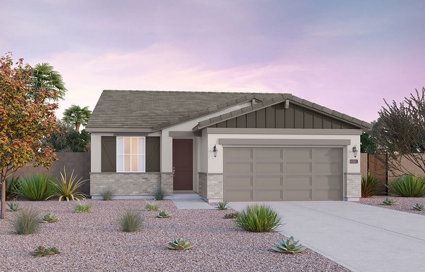 Sage Indigo plan elevation B by Brookfield Residential at Alamar in Avondale, AZ