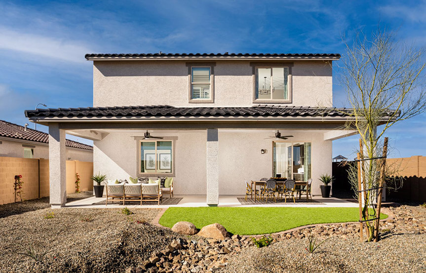 Sage Dakota model rear yard by Brookfield Residential at Alamar in Avondale, AZ