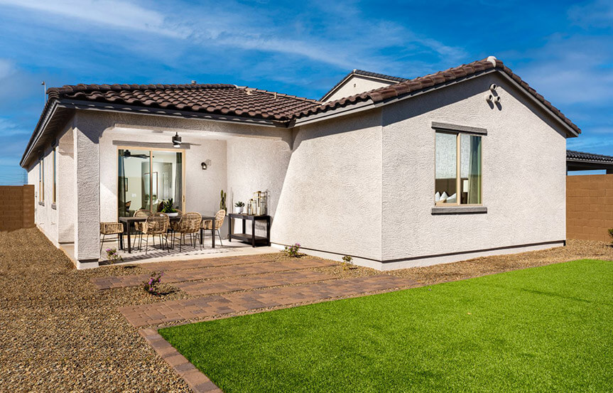 Sage Azure model rear exterior by Brookfield Residential at Alamar community in Avondale, AZ