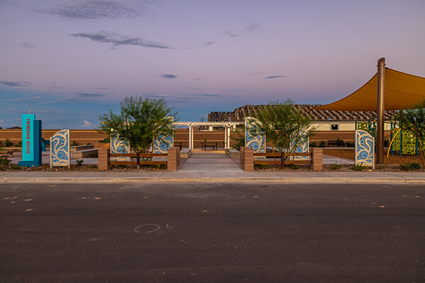 Meridian Ridge Park entry at Alamar community in Avondale, Arizona