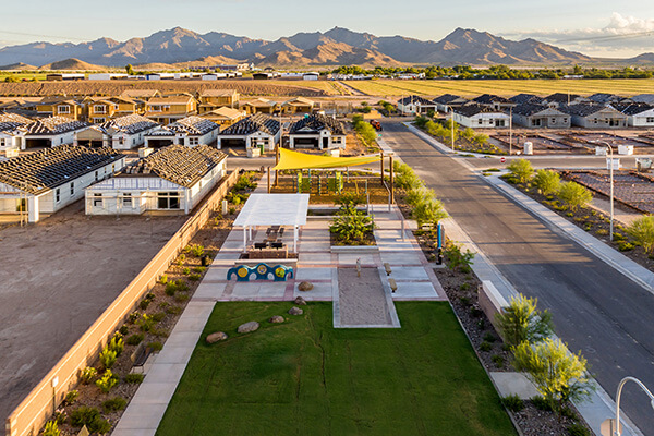 Aerial view of Journey Grove Park at Alamar community in Avondale, Arizona