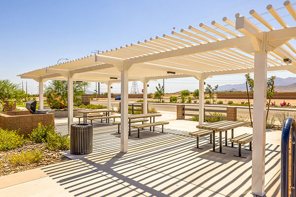 Wisteria Place Park trellis structure at Alamar community in Avondale, AZ